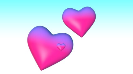Poster - 3D voluminous bright hearts. Graphic rendering. Themes of love and romance. Valentine's Day. Emotions and feelings. The 14th of February.