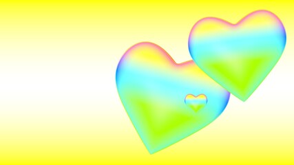 Poster - Illustration of three carved hearts on a gradient background. Valentine's Day. 3d rendering. Graphic arts. Feelings, love and emotions. Suitable for creating collages on the theme of love and romance.