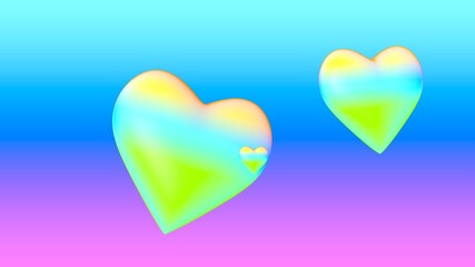 Poster - 3d heart on a gradient background. Render. Valentine's Day.