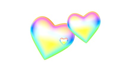 Poster - Illustration of volumetric multi-colored hearts on a white background. Valentine's Day. 3d rendering. Graphic arts. Feelings, love and emotions. Great for creating collages on this topic. Gasoline ove