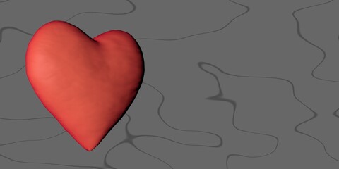 Poster - Frosted pink 3d heart on a gray background.