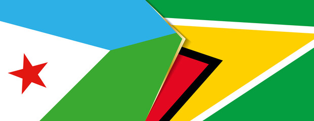 Wall Mural - Djibouti and Guyana flags, two vector flags.