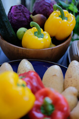 yellow bell pepper. vegetables harvest for cooking food