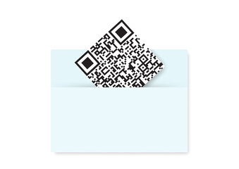 qr code in blue pocket, business concept vector illustration