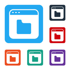 Aufkleber - White Browser files icon isolated on white background. Set icons in color square buttons. Vector.