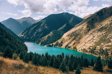 View of Lake Kolsay in autumn (panorama)