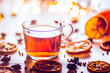 winter hot tea with dry fruits