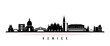Venice skyline horizontal banner. Black and white silhouette of Venice City, Italy. Vector template for your design.