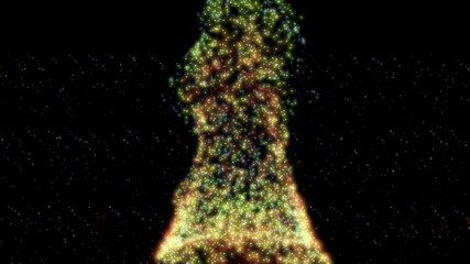 Wall Mural - isolated black background. close-up of a space fireworks in the form of a multi-colored flame agains