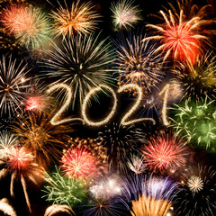 Wall Mural - 2021 New Year fireworks background