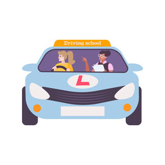 Wall Mural - Driving School Illustration