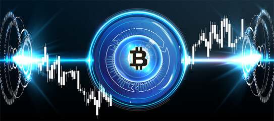 Poster - bitcoin Forex stocks, trading and currency exchange. Stock illustration for cryptocurrency.