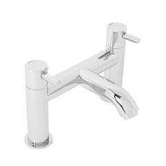 Wall Mural - A modern-style bathroom faucet, a cold/hot water mixer tap isolated on a white background