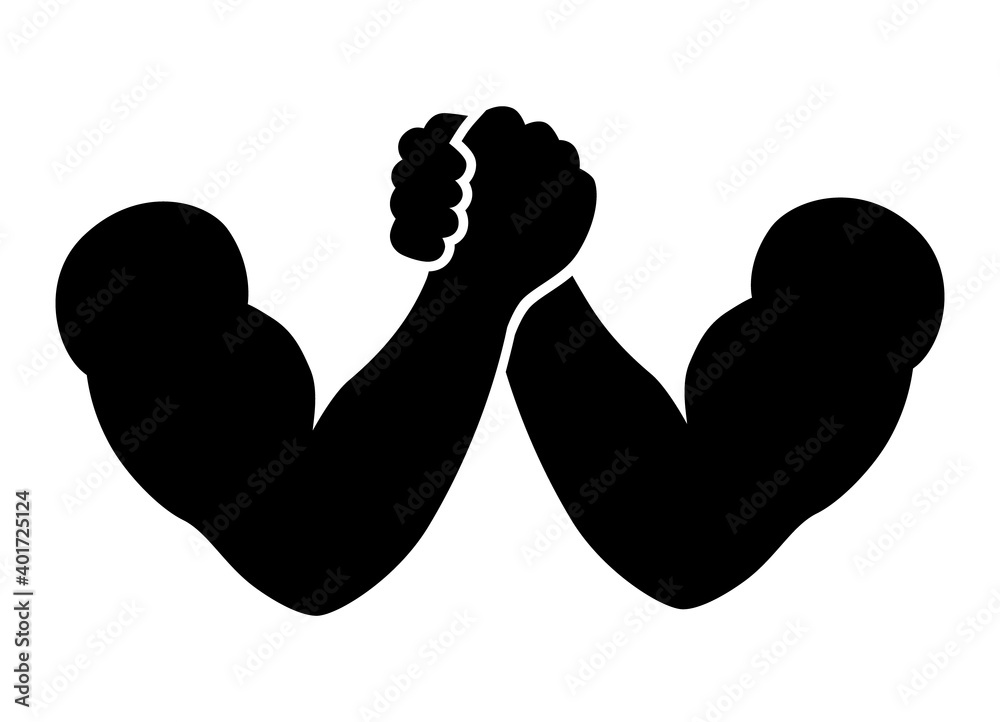 Arm wrestling or armwrestling sport flat vector icon for sports apps ...