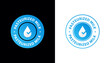 pasteurized milk vector symbol, blue stamp with milk drop and tick mark