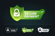 secure payment vector illustration, secure payment test with padlock and tick, security concept