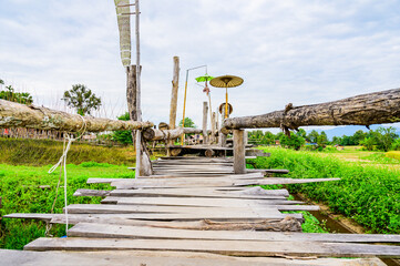 Wall Mural - Small Wood Bridge in Park at Pua District