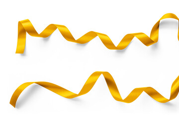 gold ribbon satin bow scroll set isolated on white background with clipping path for christmas and w