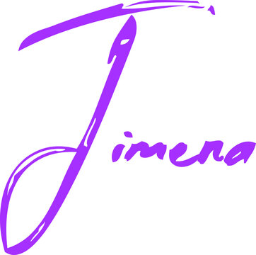 Beautiful Cursive Typography Typescript Text Female Name Jimena in Purple Color