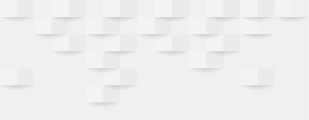 Poster - Abstract 3d modern square banner background. White and grey geometric pattern texture. Vector art illustration