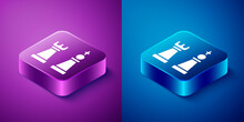 Isometric Chess Icon Isolated On Blue And Purple Background. Business Strategy. Game, Management, Finance. Square Button. Vector.