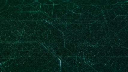 Poster - Abstract circuit board with data points and electronic signals. Animation. Motion graphic with high-tech background, concept of AI.