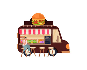 Sticker - Fast Food Van Illustration