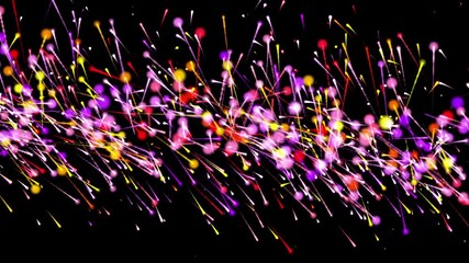 Wall Mural - isolated black background. close-up of festive fireworks, fireworks in the form of multi-colored lig