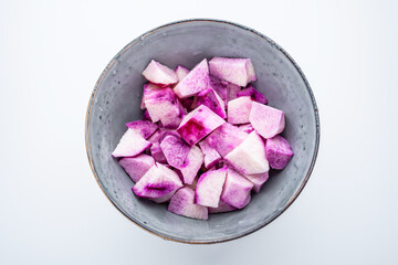 Diced fresh purple yam