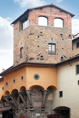 Wall Mural - The Mannelli Tower, at the start of the Ponte Vecchio, In Florence.