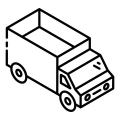 Wall Mural - 
A logistics truck also known as pickup van icon in glyph isometric style 
