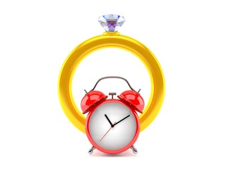 Canvas Print - Engagement ring with alarm clock