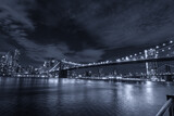 Fototapeta  - Skyline of Manhattan and Brooklyn bridge, night view