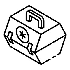 Poster - 
Medical kit in glyph isometric icon 
