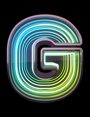 Canvas Print - Infinity Neon font. Minth light. Letter G.