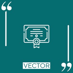 Poster - diploma vector icon Linear icon. Editable stroke line