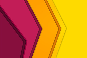 Poster - abstract geometric of paper cut background use four combination colors are yellow, orange, pink and dark pink. horizontal layout template design. 