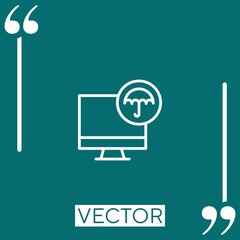 Poster - computer insurance vector icon Linear icon. Editable stroke line