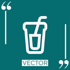 Poster - drink glass outline with a straw vector icon Linear icon. Editable stroke line