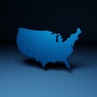 USA map blue 3d perspective