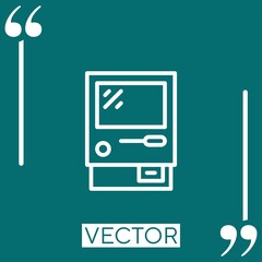 Poster - old computer vector icon Linear icon. Editable stroke line