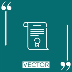 Poster - diploma vector icon Linear icon. Editable stroke line