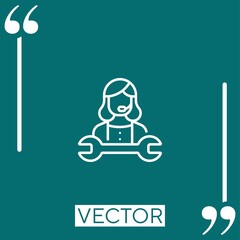 Poster - call center agent vector icon Linear icon. Editable stroke line