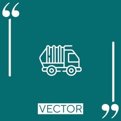 Poster - trash truck vector icon Linear icon. Editable stroke line