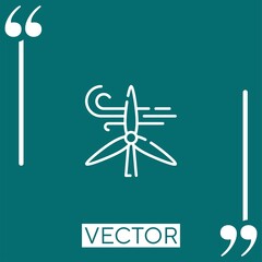 Poster - wind turbine vector icon Linear icon. Editable stroked line