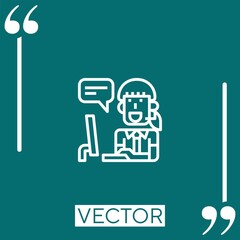 Poster - call center vector icon Linear icon. Editable stroke line