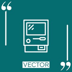Poster - old computer vector icon Linear icon. Editable stroke line