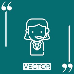 Poster - call center agent vector icon Linear icon. Editable stroked line
