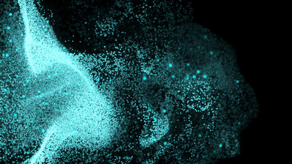 Shine blue particles imitating fluid