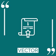 Poster - certificate vector icon Linear icon. Editable stroked line